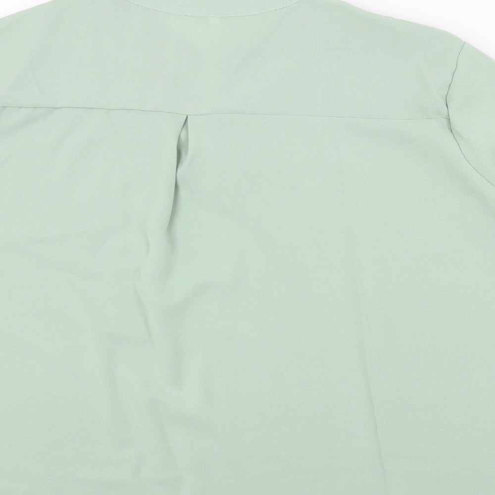 Preworn Womens Green Polyester Basic Blouse Size 4XL V-Neck