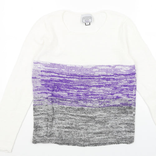 The Sweater Shop Womens White Round Neck Acrylic Pullover Jumper Size M
