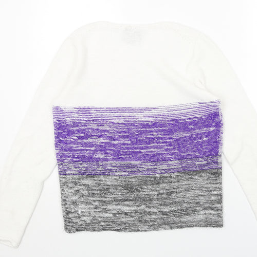 The Sweater Shop Womens White Round Neck Acrylic Pullover Jumper Size M
