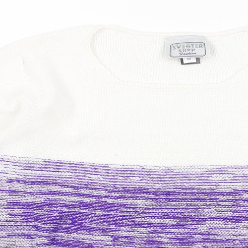 The Sweater Shop Womens White Round Neck Acrylic Pullover Jumper Size M