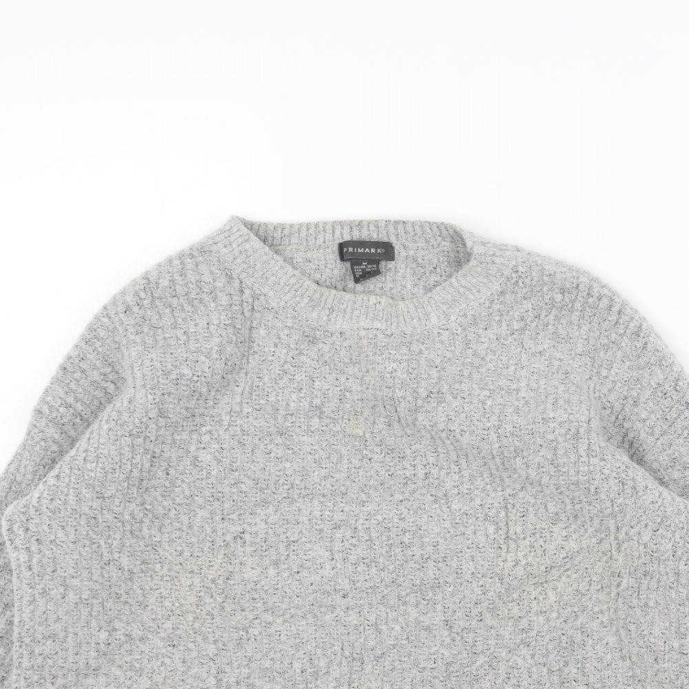 Primark Womens Grey Round Neck Acrylic Pullover Jumper Size M - Colourblock