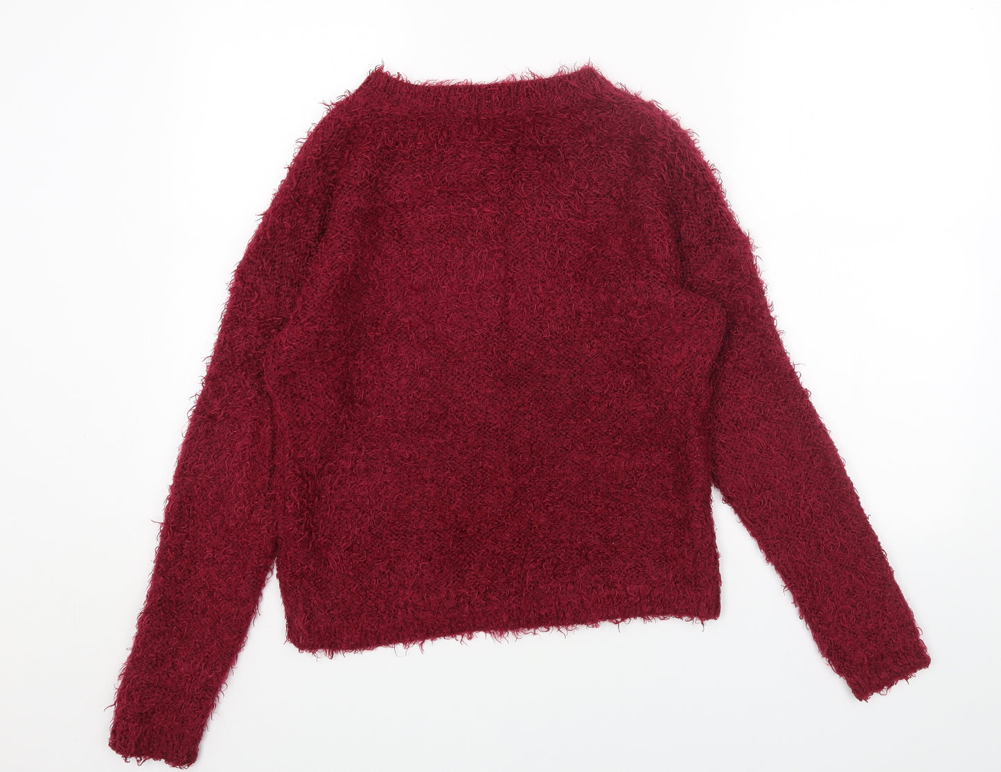 F&F Womens Red Round Neck Acrylic Pullover Jumper Size 10 - Ribbon