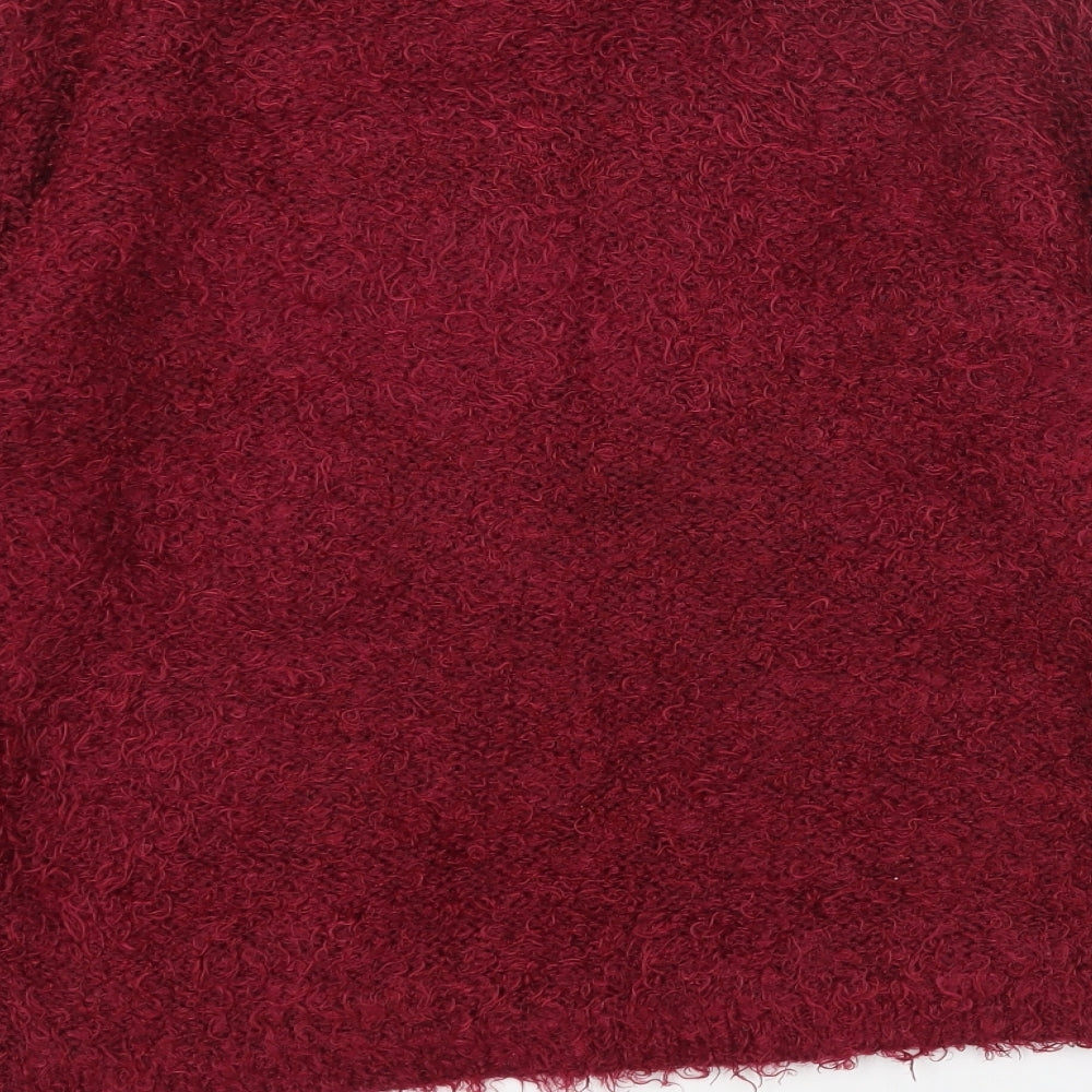 F&F Womens Red Round Neck Acrylic Pullover Jumper Size 10 - Ribbon