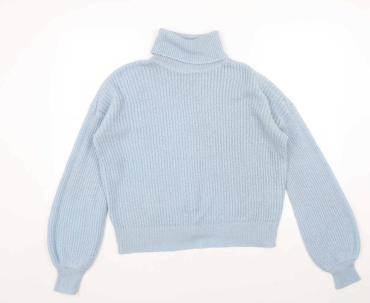 Villa Womens Blue Roll Neck Acrylic Pullover Jumper Size M