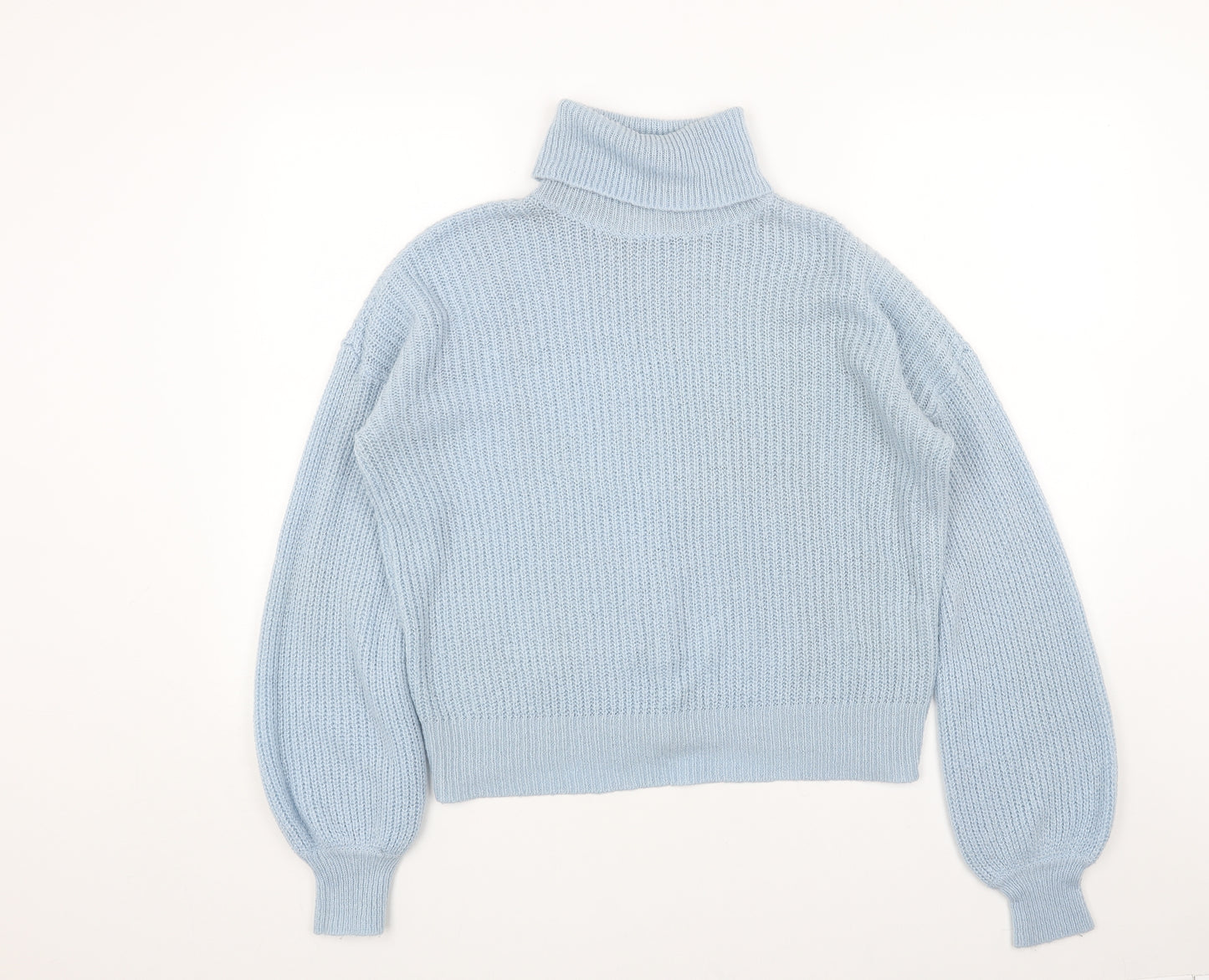 Villa Womens Blue Roll Neck Acrylic Pullover Jumper Size M