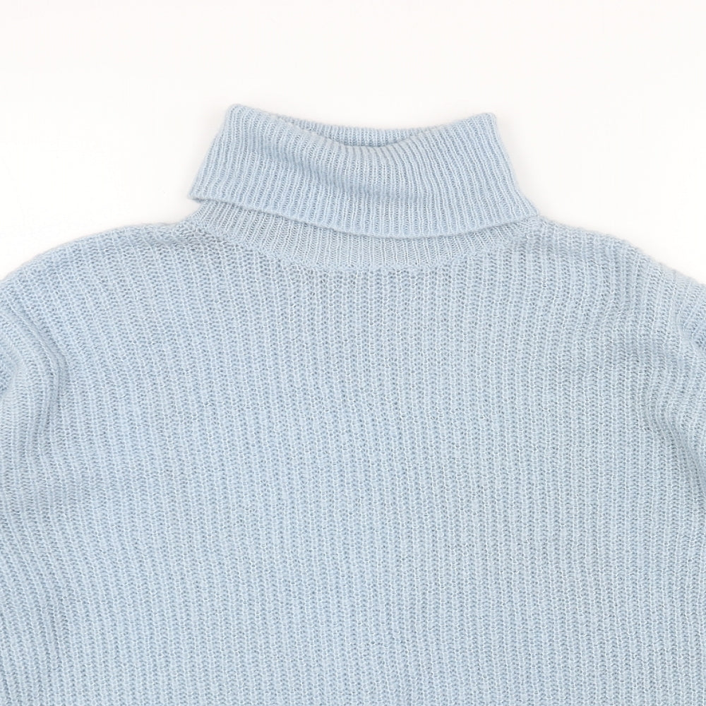 Villa Womens Blue Roll Neck Acrylic Pullover Jumper Size M