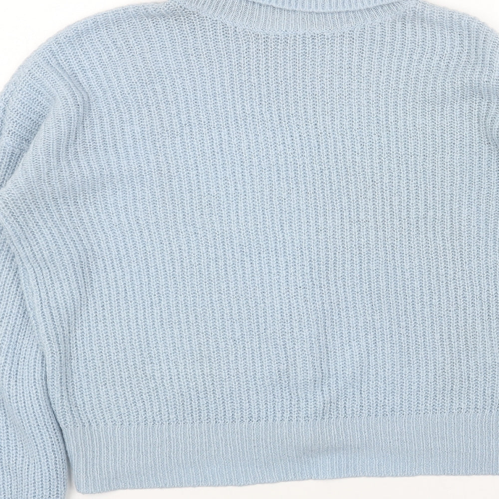 Villa Womens Blue Roll Neck Acrylic Pullover Jumper Size M