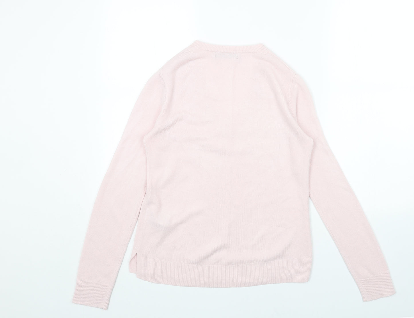 Marks and Spencer Womens Pink V-Neck Acrylic Pullover Jumper Size 6