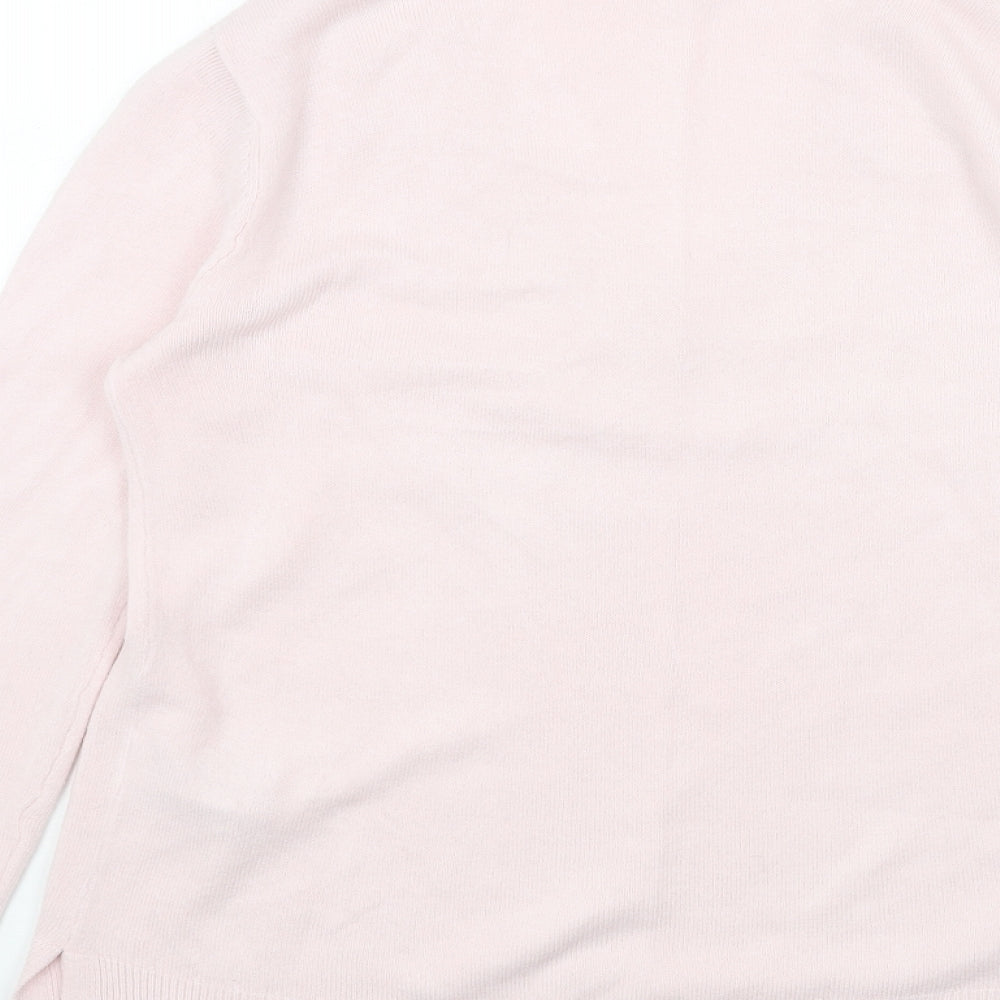 Marks and Spencer Womens Pink V-Neck Acrylic Pullover Jumper Size 6