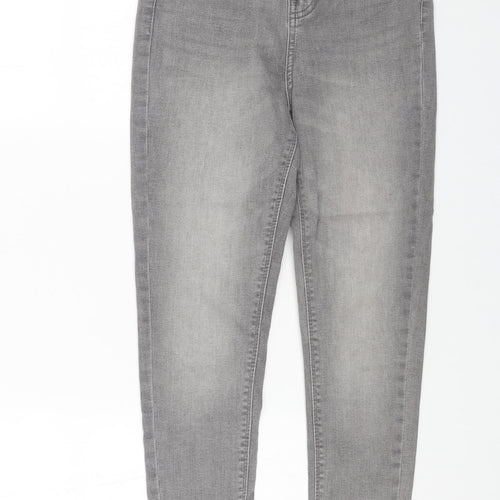 Denim & Co. Womens Grey Cotton Skinny Jeans Size 8 L25 in Regular Button