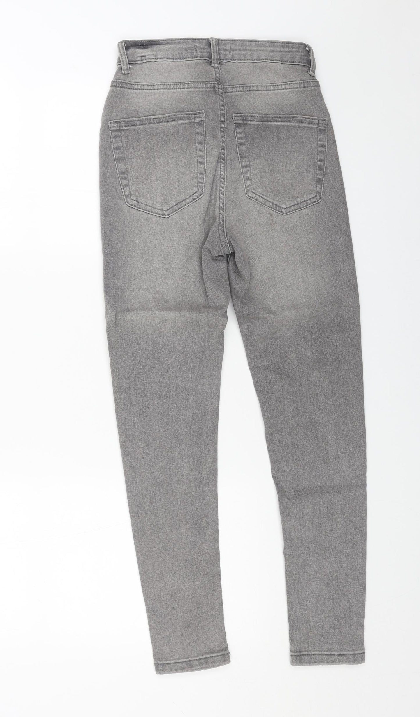 Denim & Co. Womens Grey Cotton Skinny Jeans Size 8 L25 in Regular Button