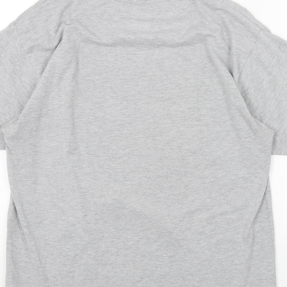 T-TIME Mens Grey Cotton T-Shirt Size L Round Neck