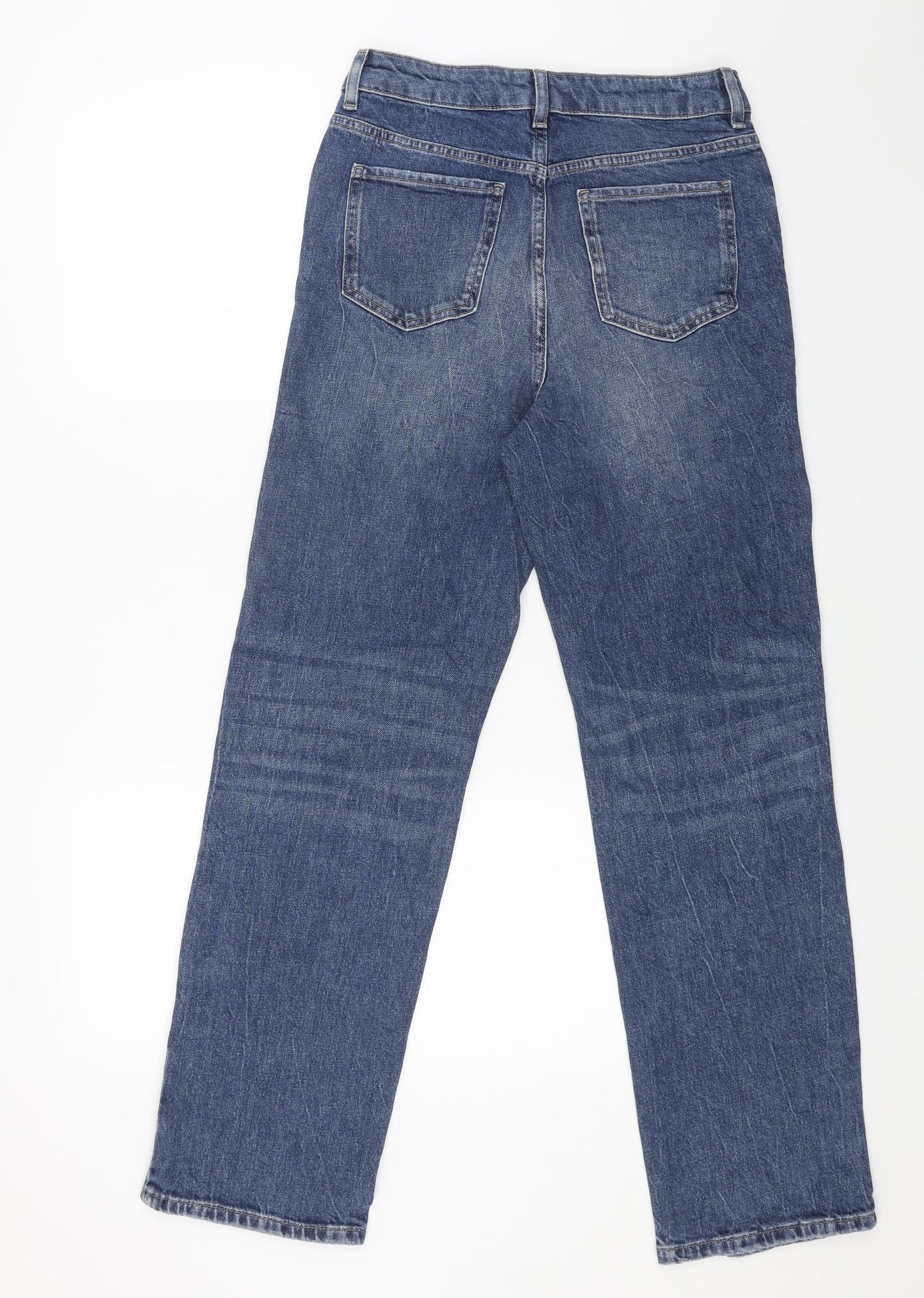 Marks and Spencer Womens Blue Cotton Straight Jeans Size 8 L29 in Regular Zip
