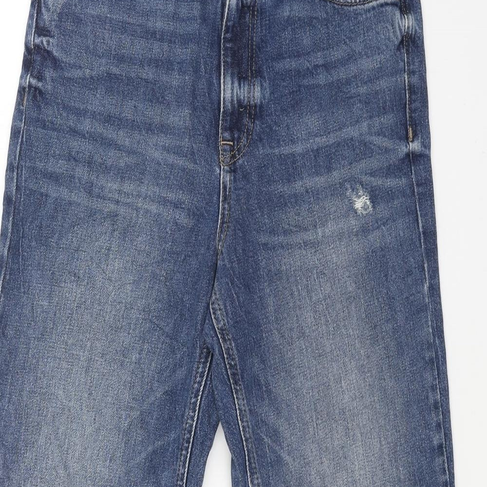 Marks and Spencer Womens Blue Cotton Straight Jeans Size 8 L29 in Regular Zip