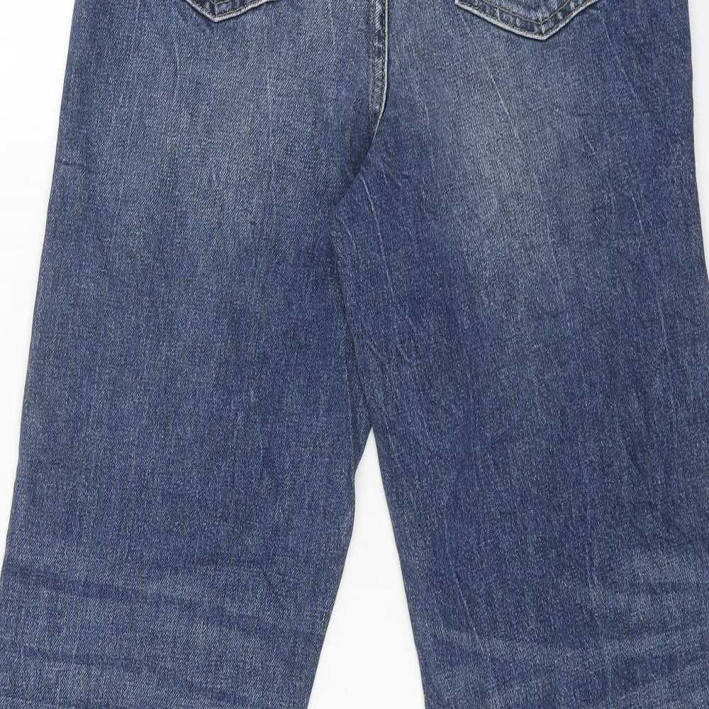 Marks and Spencer Womens Blue Cotton Straight Jeans Size 8 L29 in Regular Zip