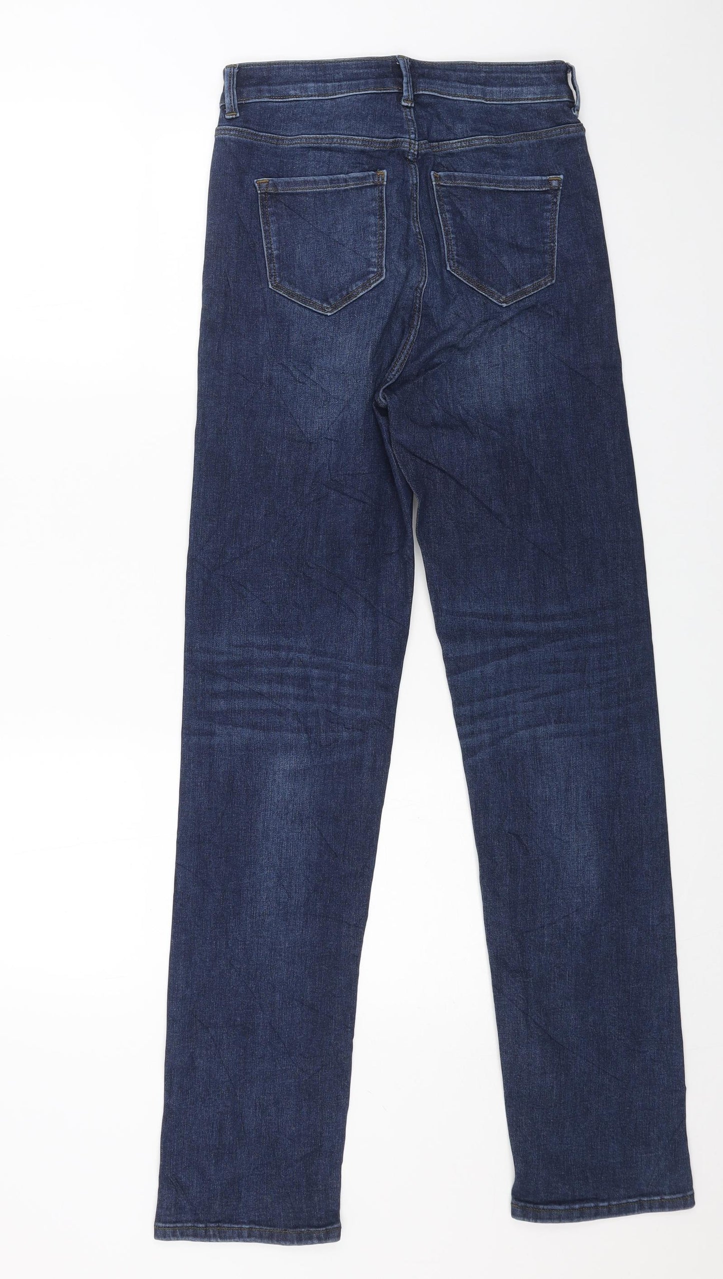 Marks and Spencer Womens Blue Cotton Straight Jeans Size 8 L31 in Regular Button