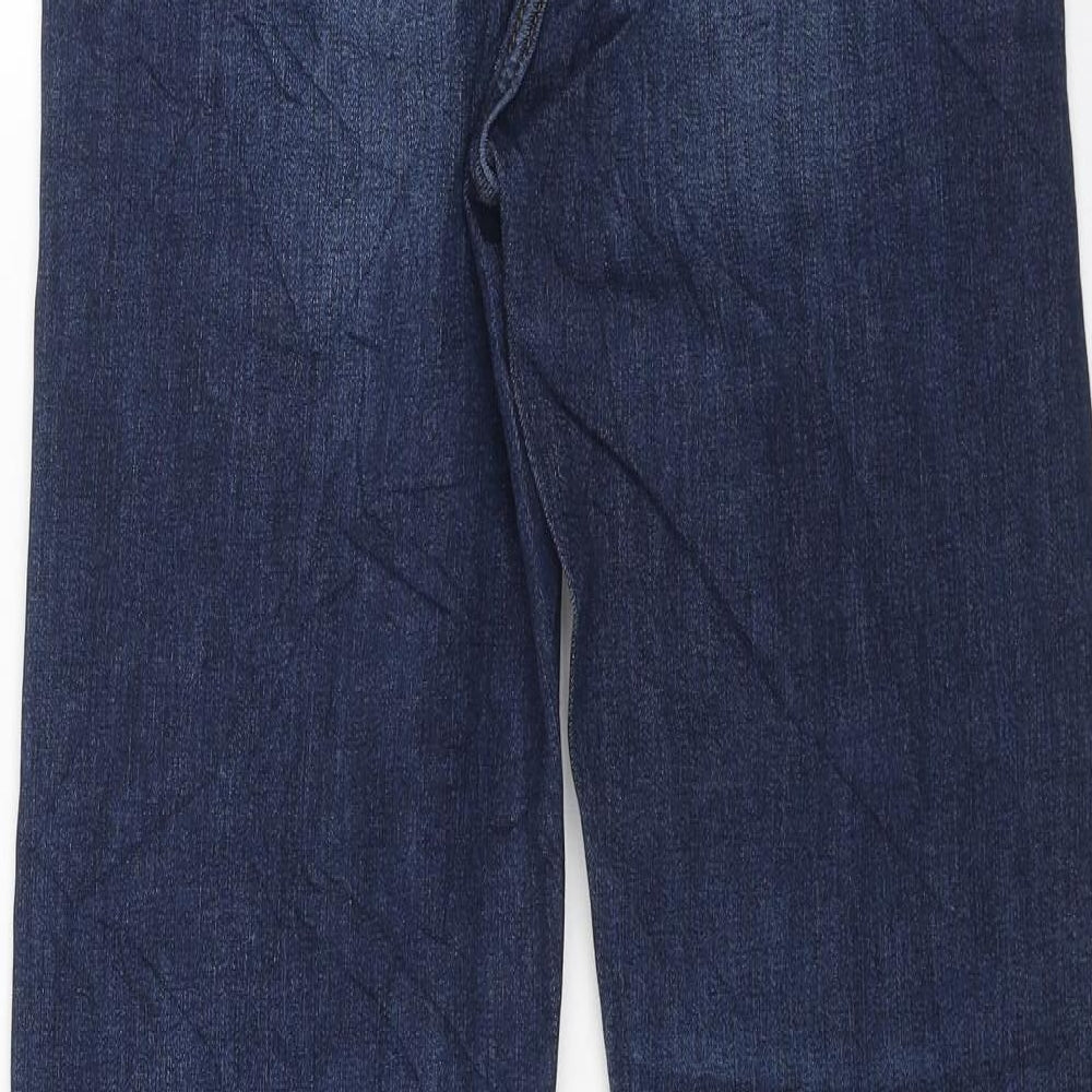 Marks and Spencer Womens Blue Cotton Straight Jeans Size 8 L31 in Regular Button