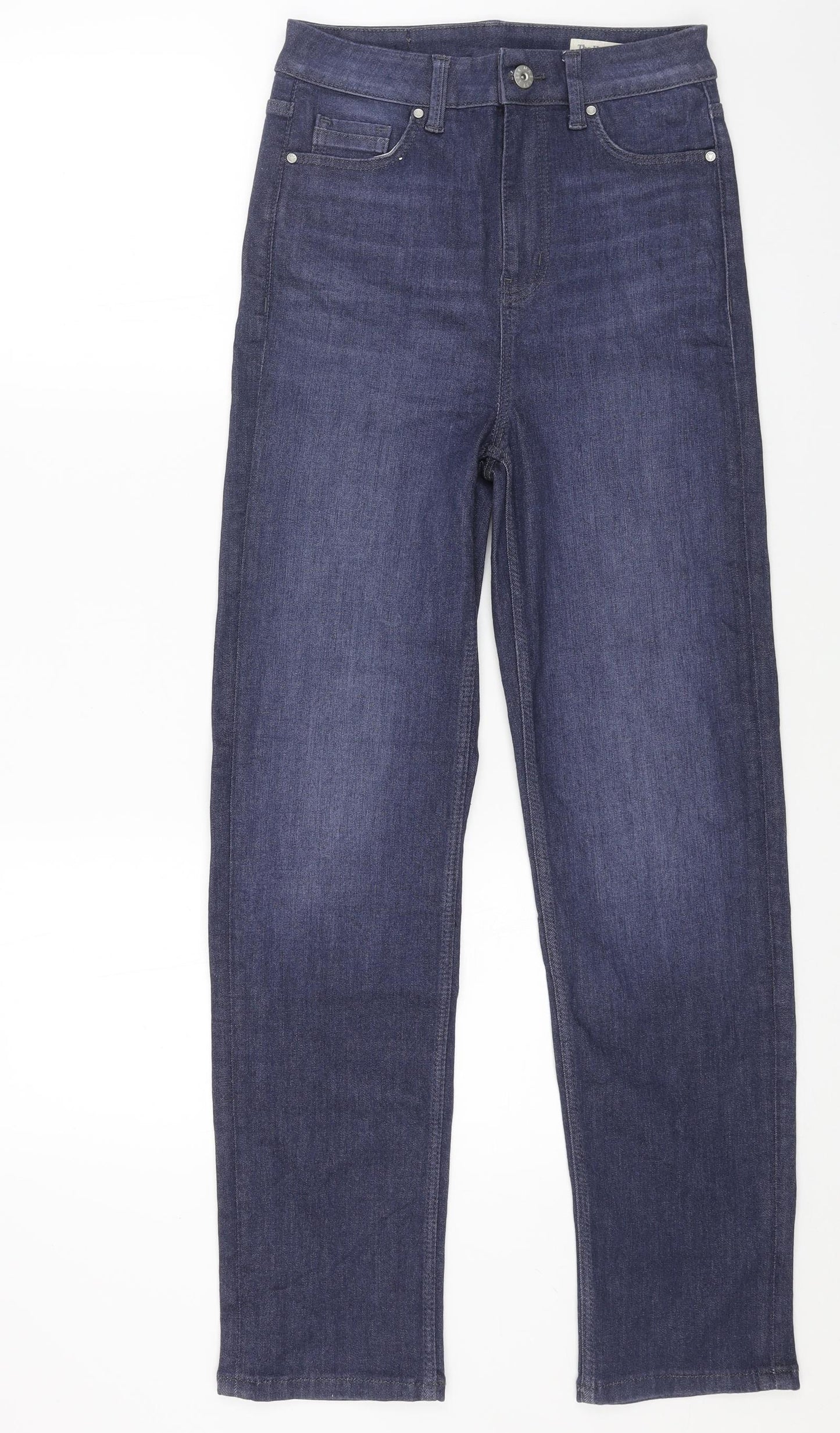 Marks and Spencer Womens Blue Cotton Straight Jeans Size 8 L28 in Regular Button