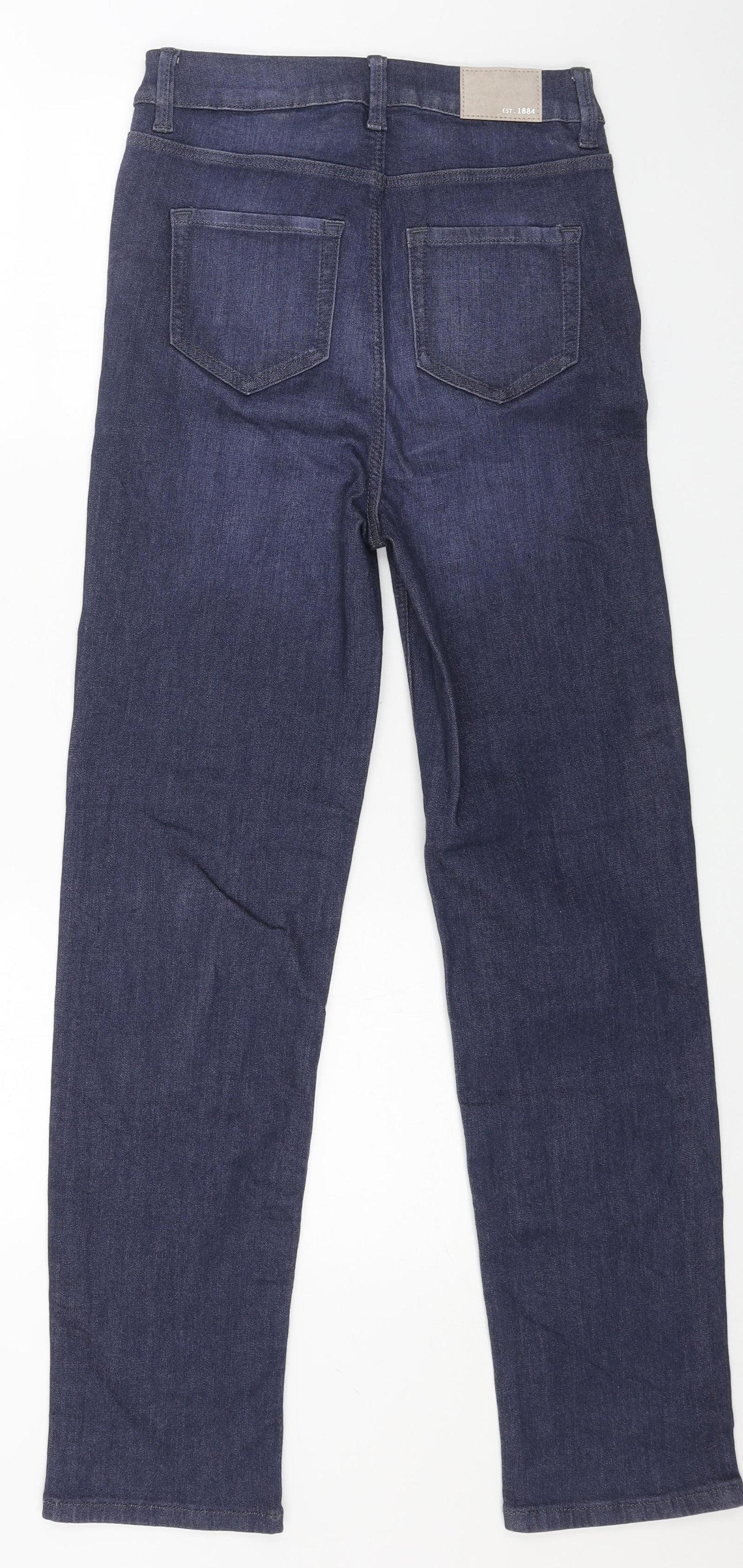 Marks and Spencer Womens Blue Cotton Straight Jeans Size 8 L28 in Regular Button