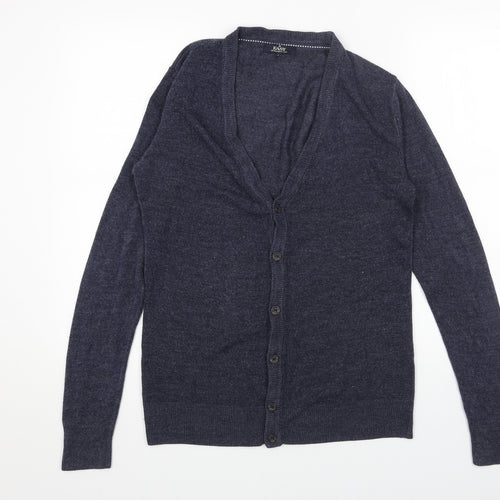 Easy Womens Blue V-Neck Acrylic Cardigan Jumper Size S