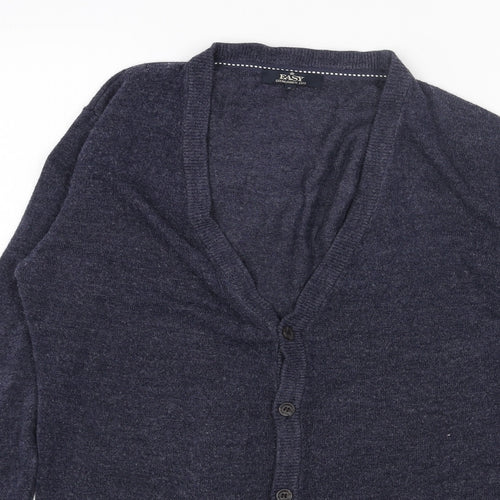 Easy Womens Blue V-Neck Acrylic Cardigan Jumper Size S