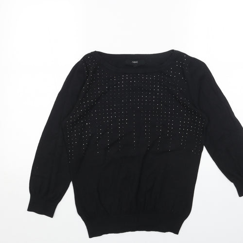 NEXT Womens Black Boat Neck Acrylic Pullover Jumper Size 12