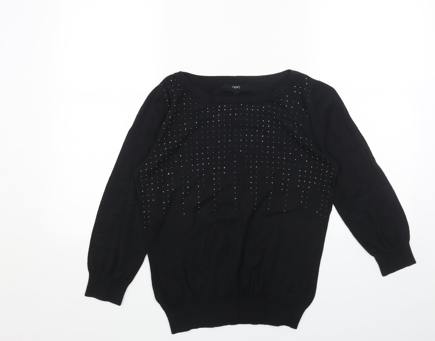 NEXT Womens Black Boat Neck Acrylic Pullover Jumper Size 12