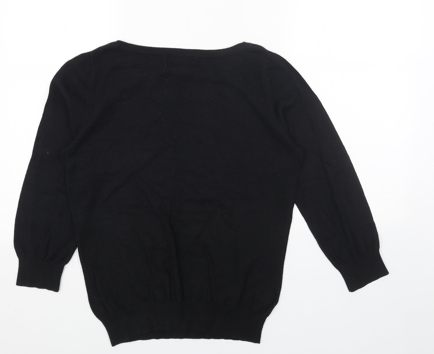 NEXT Womens Black Boat Neck Acrylic Pullover Jumper Size 12