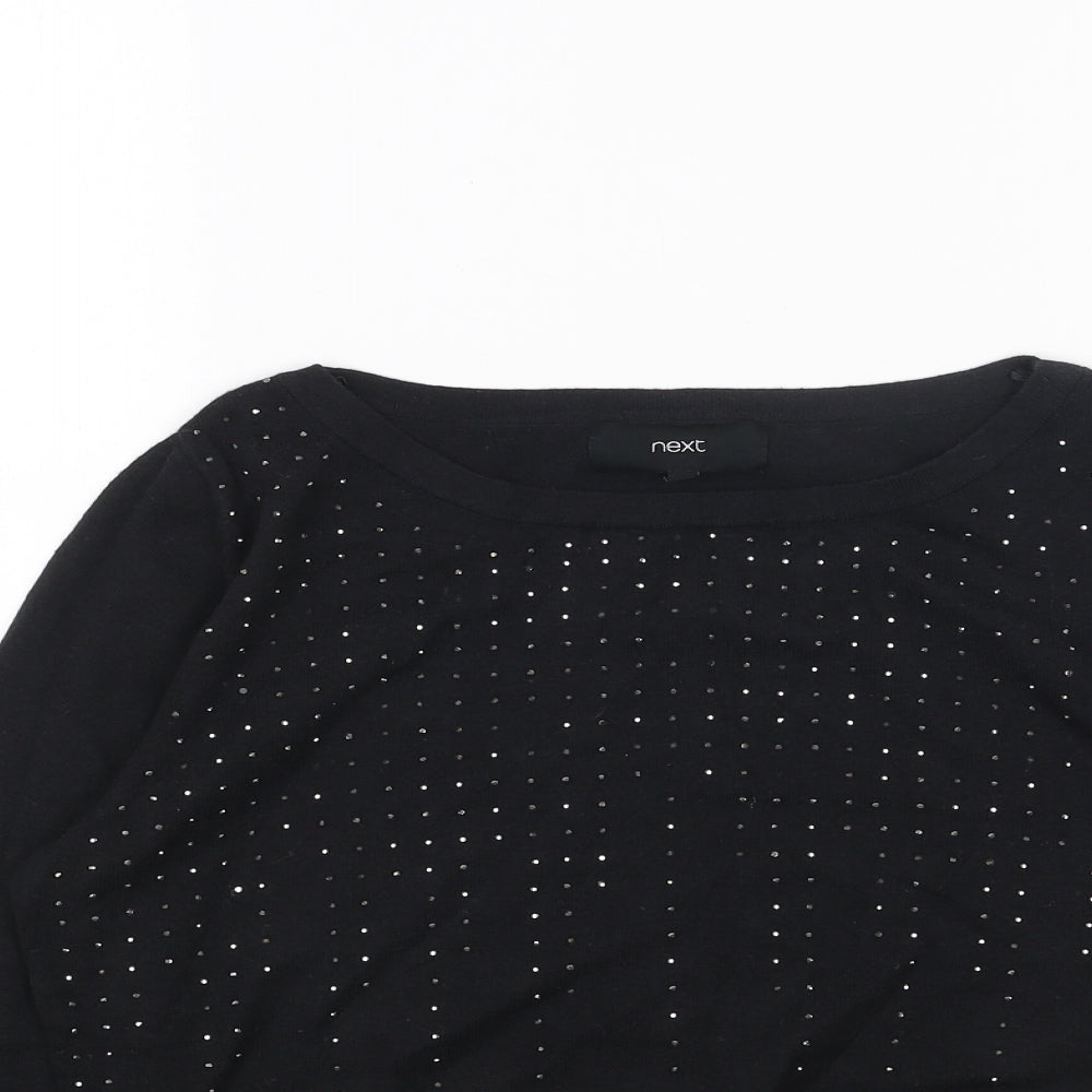 NEXT Womens Black Boat Neck Acrylic Pullover Jumper Size 12