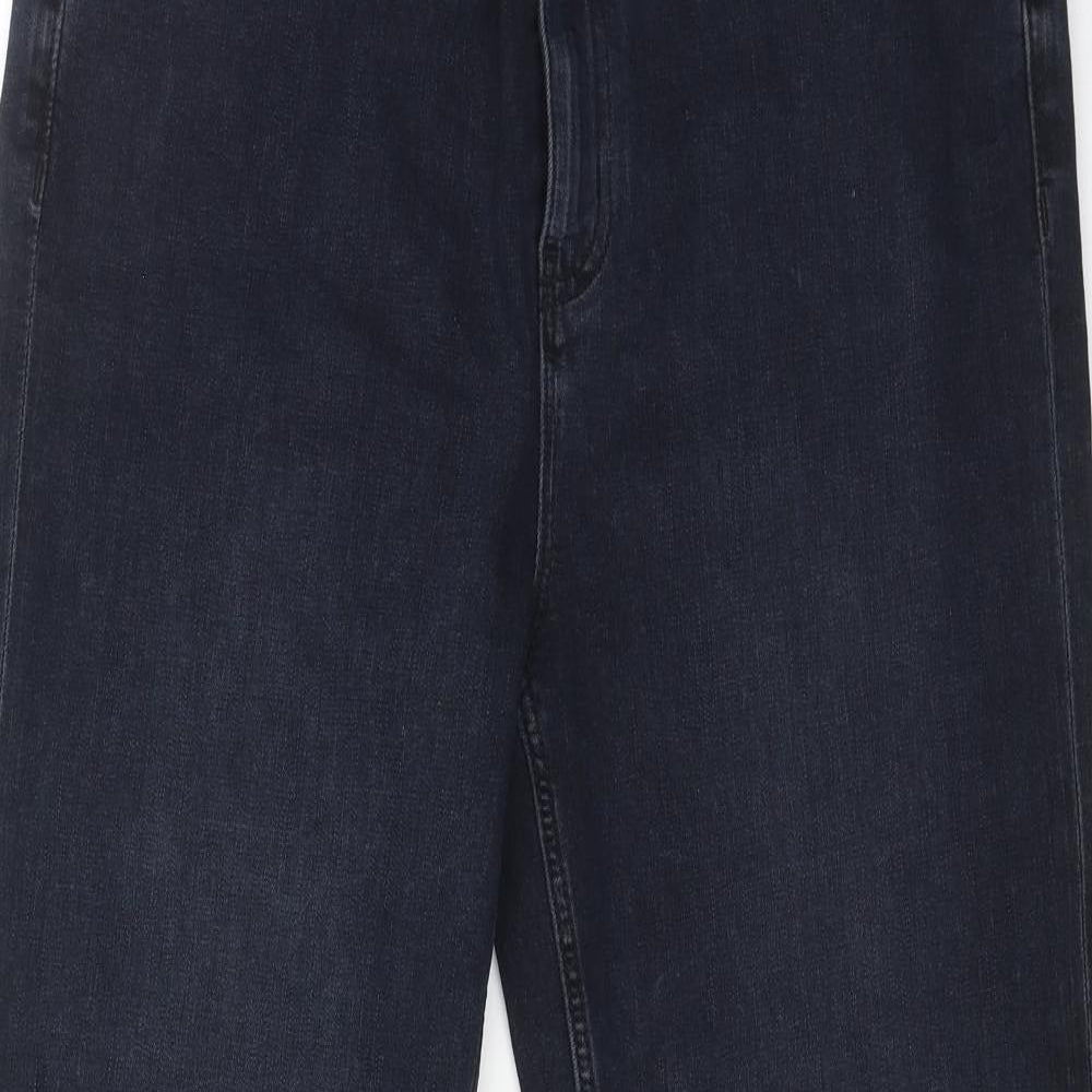 Marks and Spencer Womens Blue Cotton Skinny Jeans Size 16 L24 in Regular Button
