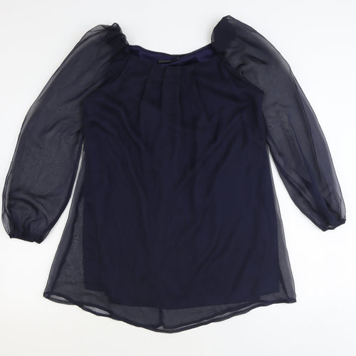 AX Paris Womens Blue Polyester Basic Blouse Size 12 Round Neck