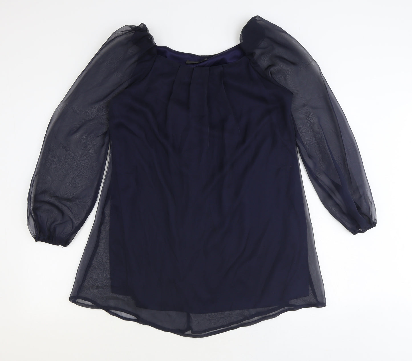 AX Paris Womens Blue Polyester Basic Blouse Size 12 Round Neck