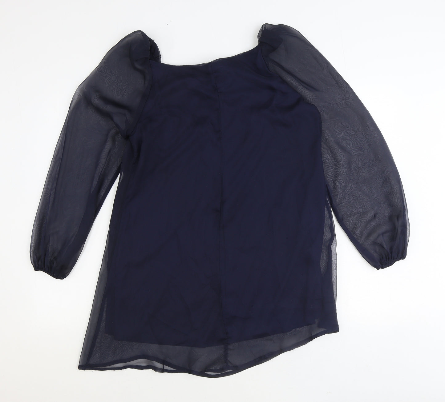 AX Paris Womens Blue Polyester Basic Blouse Size 12 Round Neck