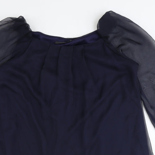 AX Paris Womens Blue Polyester Basic Blouse Size 12 Round Neck