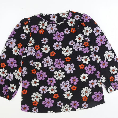 TU Womens Multicoloured Floral Polyester Basic Blouse Size 8 Round Neck