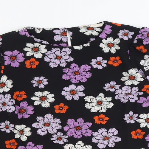 TU Womens Multicoloured Floral Polyester Basic Blouse Size 8 Round Neck