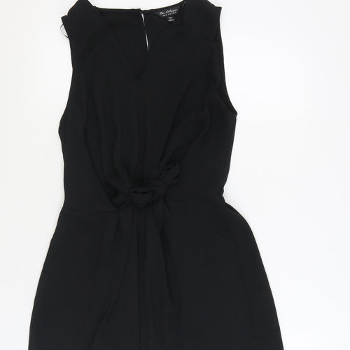 Miss Selfridge Womens Black Polyester Mini Size 14 V-Neck Button