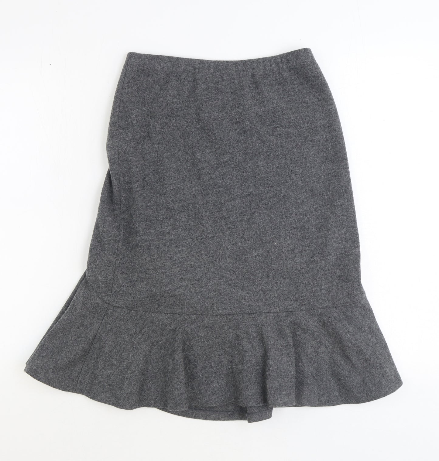 NICOLE FARHI Womens Grey Wool Trumpet Skirt Size S