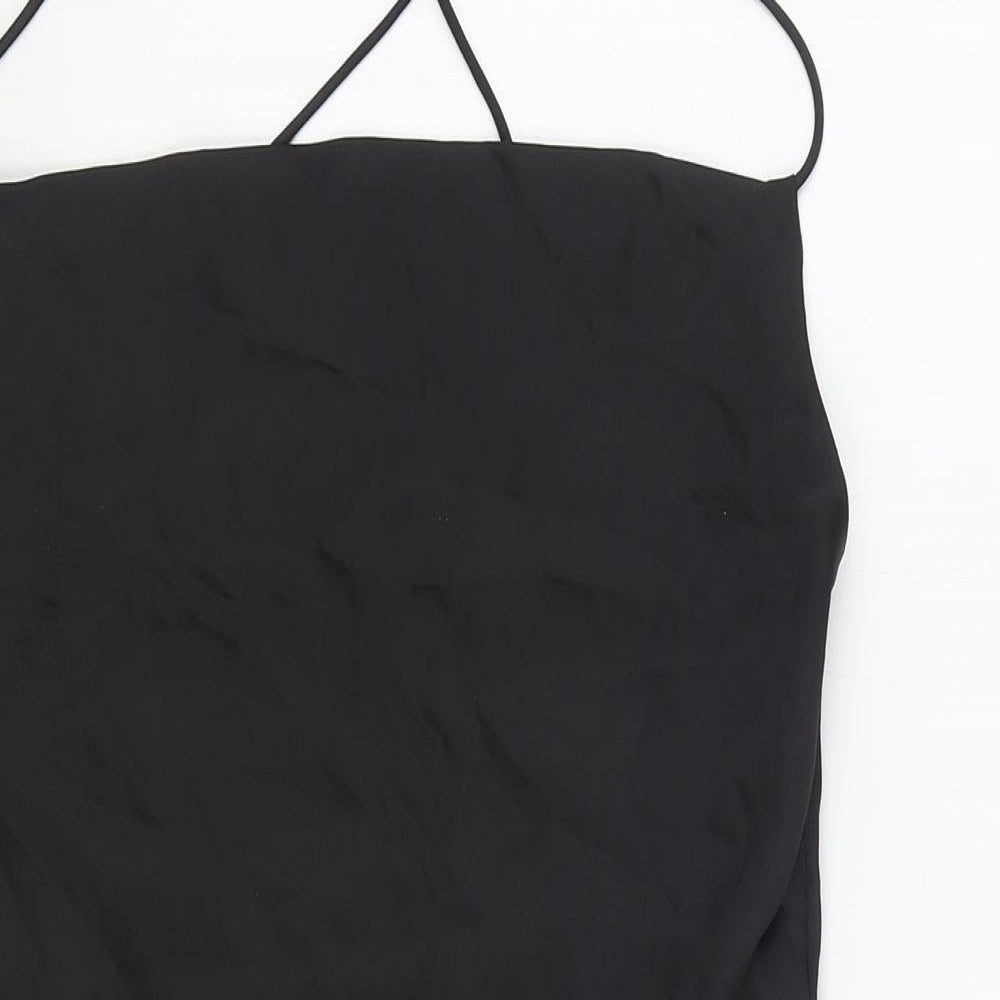 Zara Womens Black Polyester Slip Dress Size S Square Neck Pullover