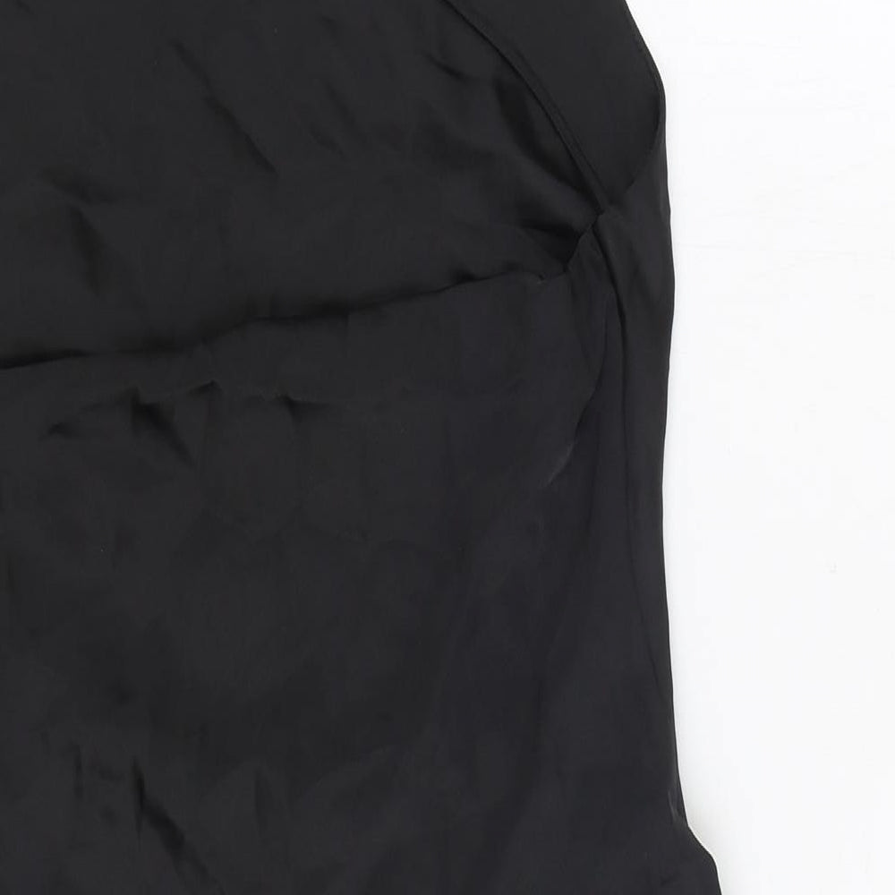 Zara Womens Black Polyester Slip Dress Size S Square Neck Pullover