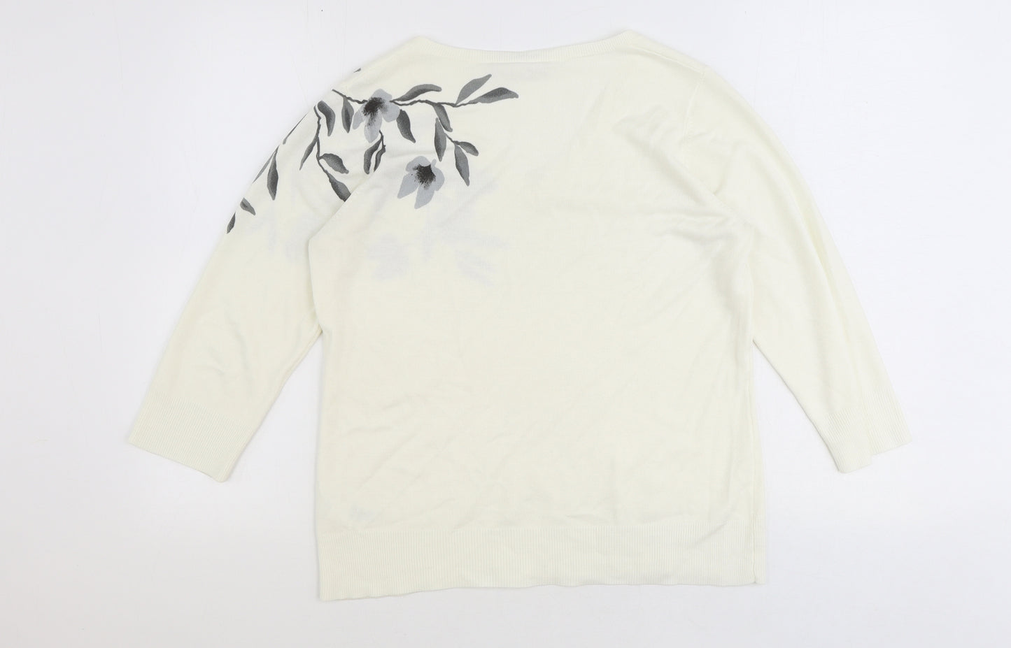 BHS Womens Ivory V-Neck Acrylic Pullover Jumper Size 14