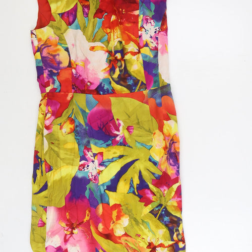 Scarlett Womens Multicoloured Floral Cotton A-Line Size 8 Square Neck Zip