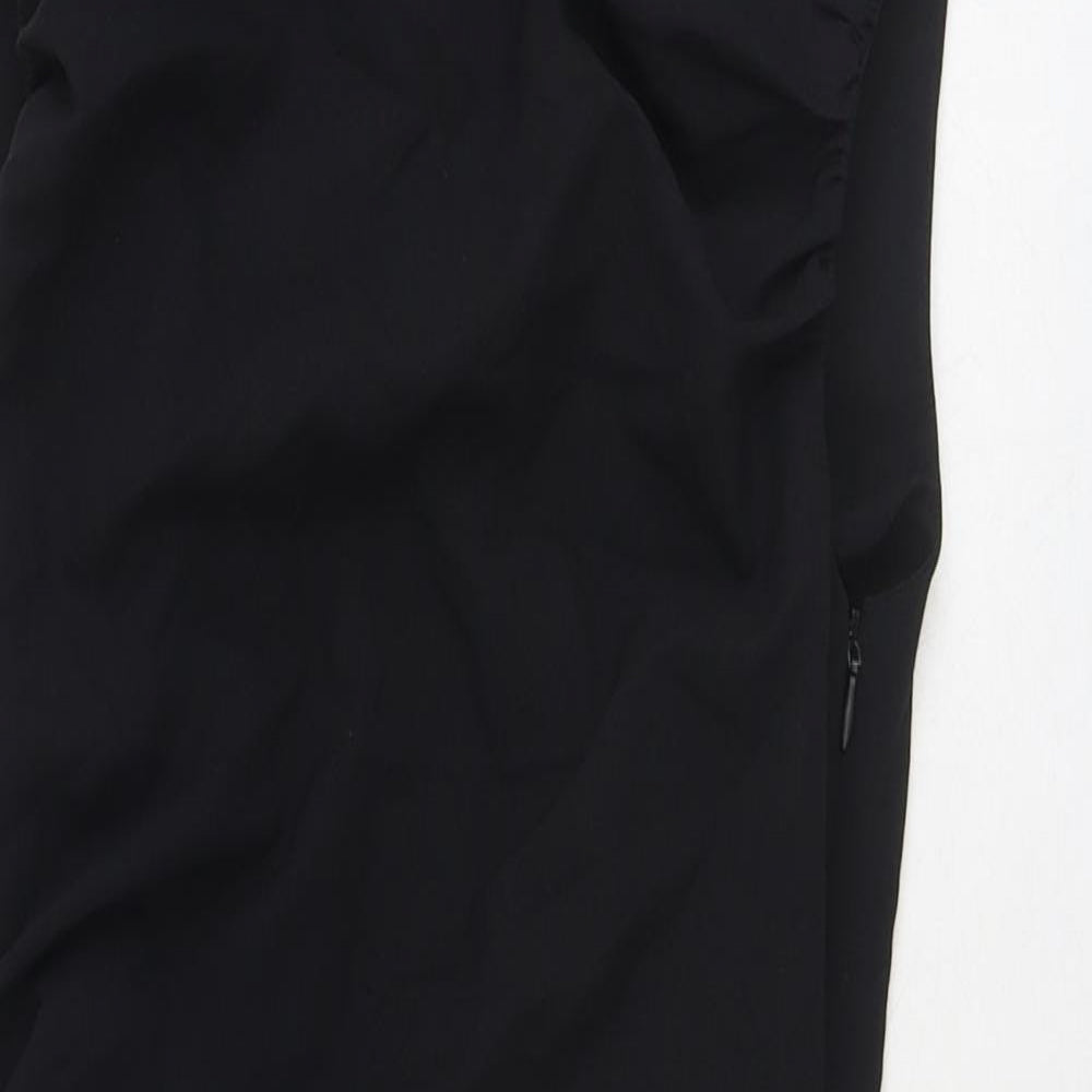 Zara Womens Black Polyester Bodycon Size S Boat Neck Zip
