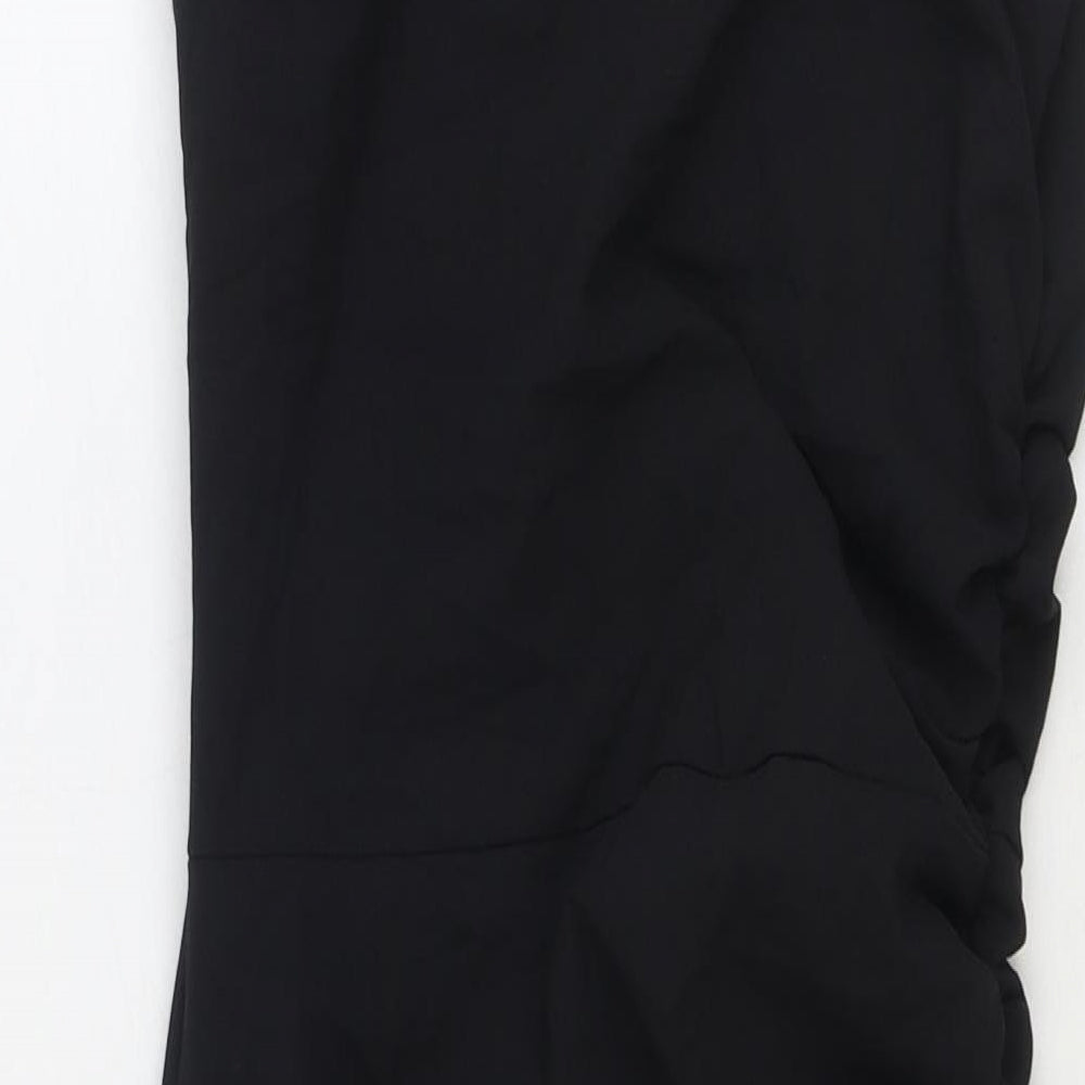 Zara Womens Black Polyester Bodycon Size S Boat Neck Zip