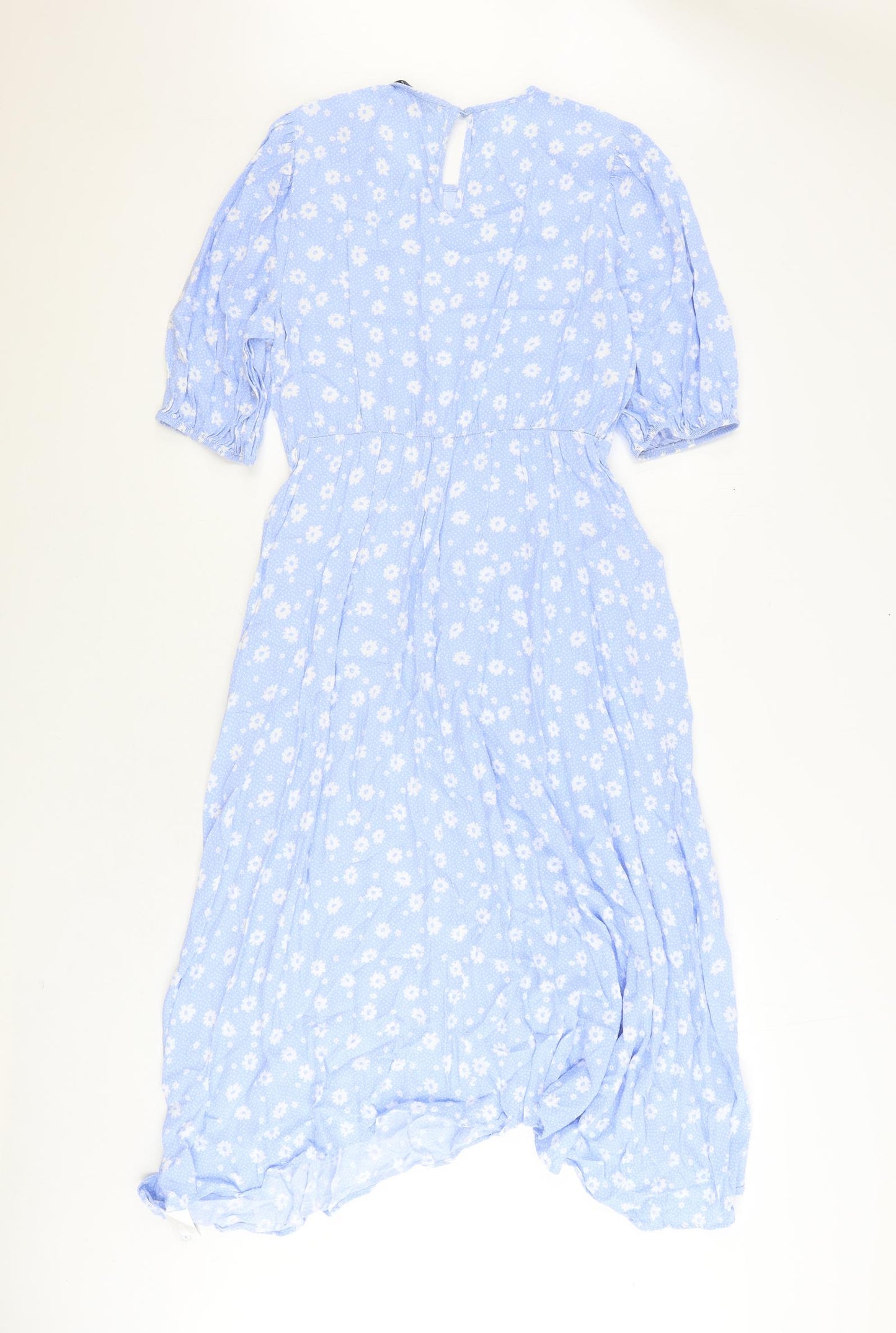 F&F Womens Blue Floral Viscose Trapeze & Swing Size 12 Round Neck Pullover