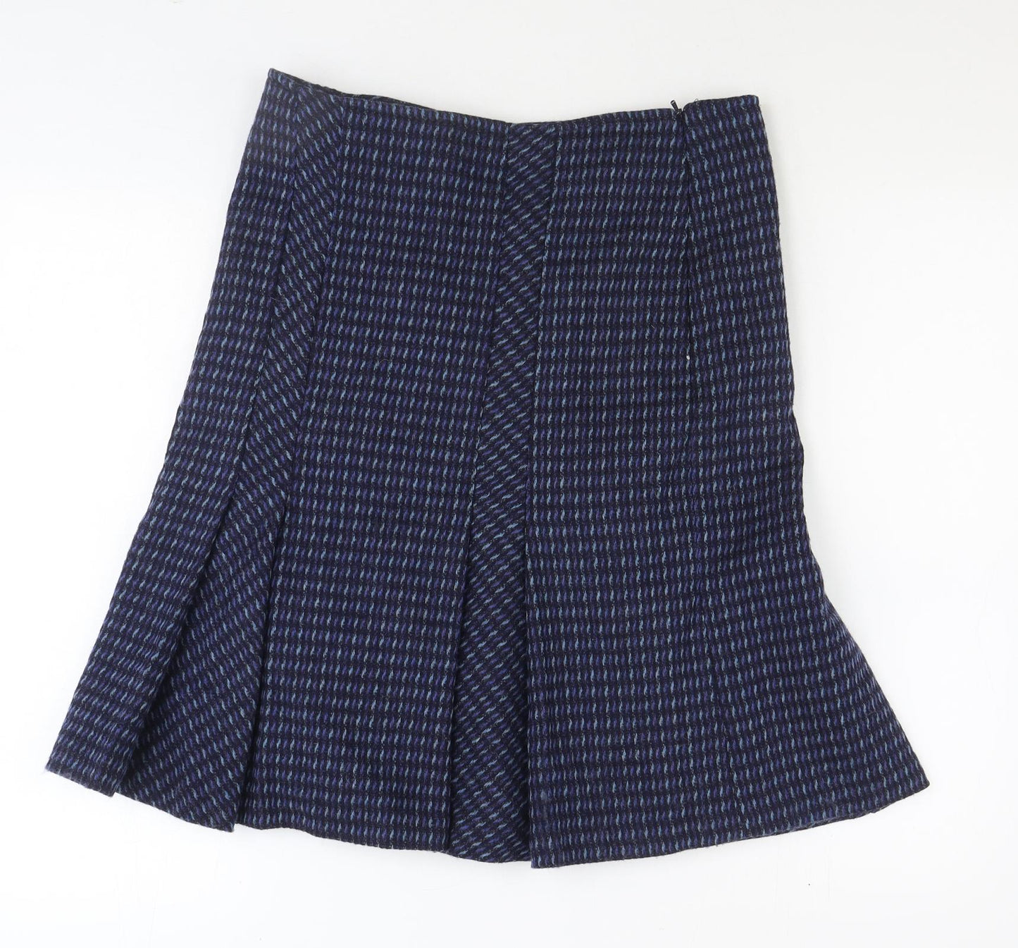 Bora Womens Blue Geometric Polyester Pleated Skirt Size 12 Zip