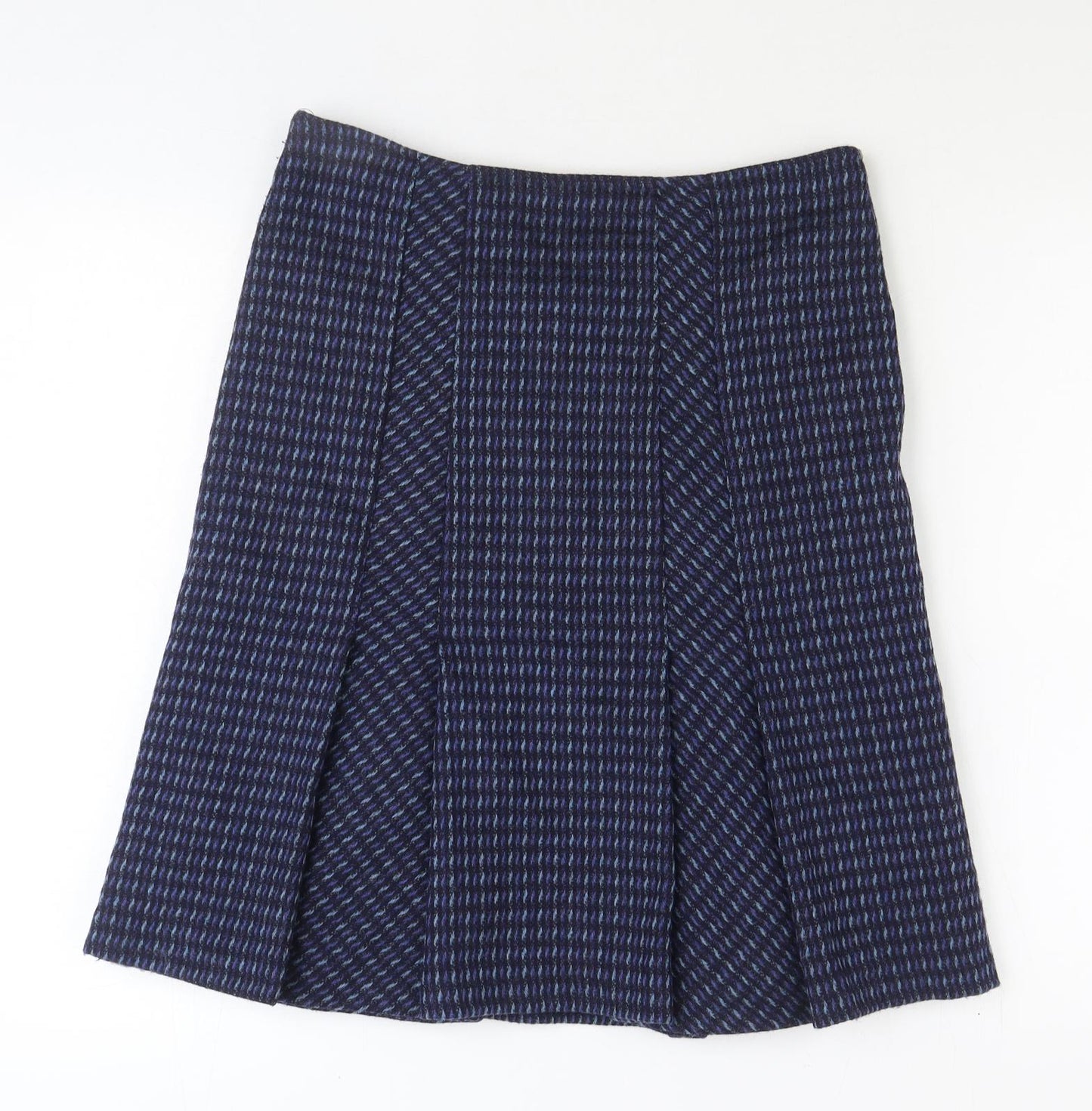 Bora Womens Blue Geometric Polyester Pleated Skirt Size 12 Zip