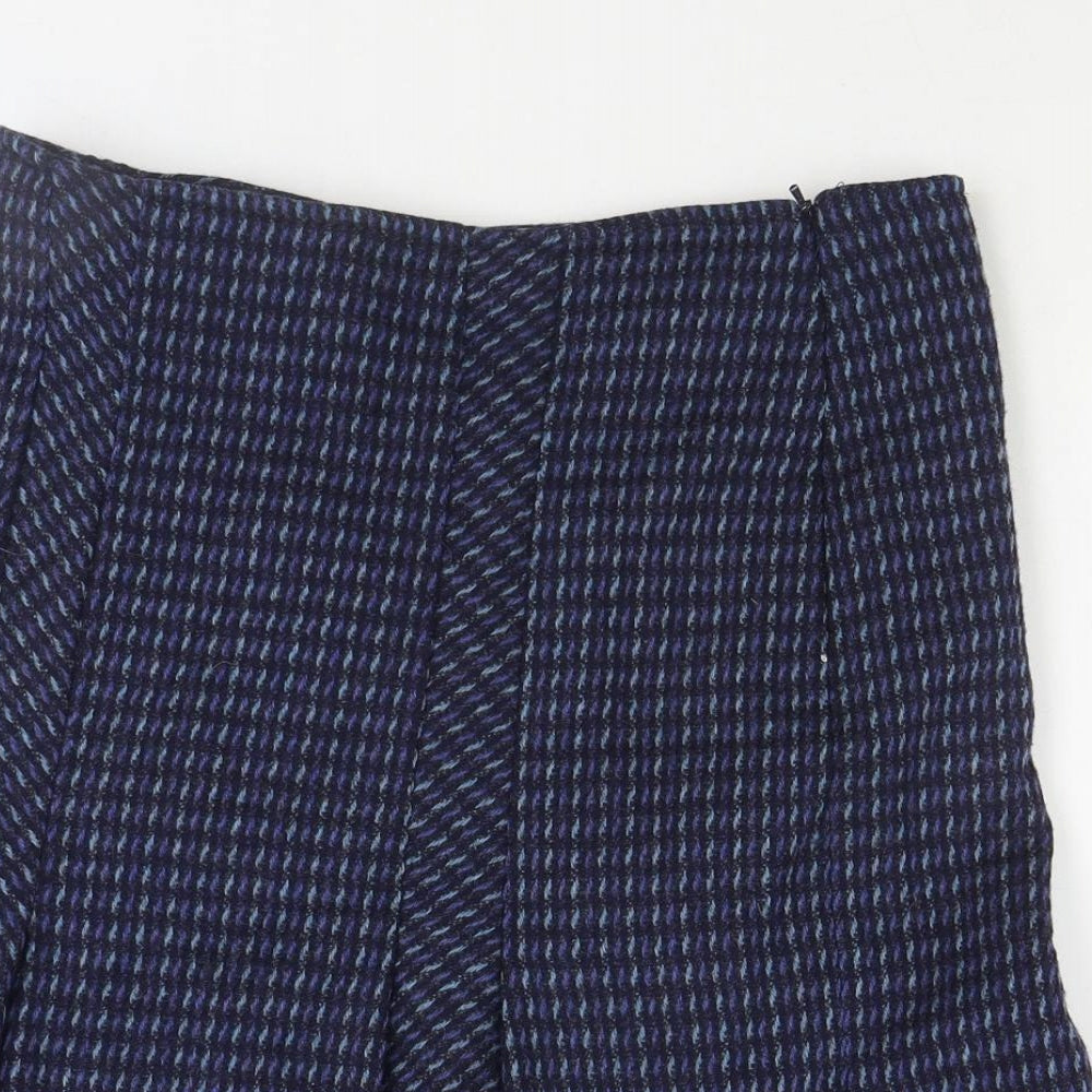 Bora Womens Blue Geometric Polyester Pleated Skirt Size 12 Zip