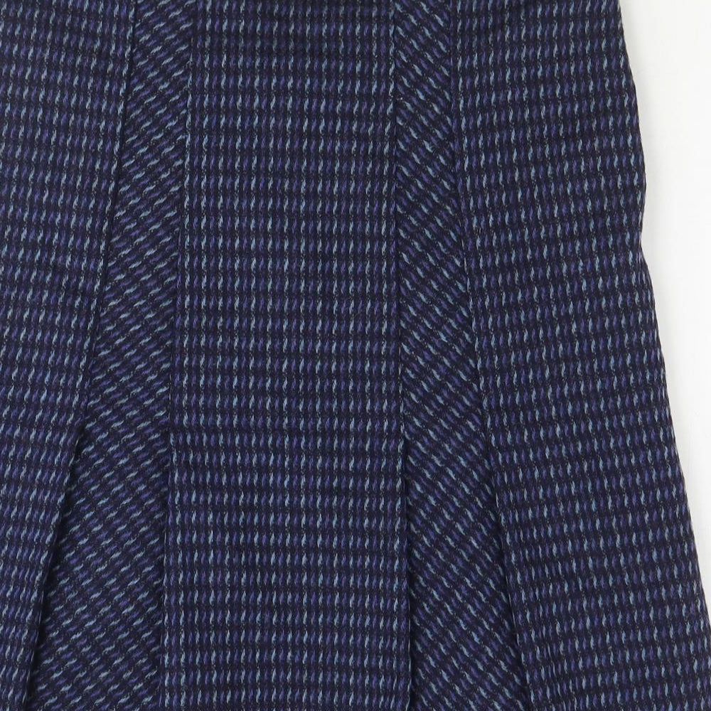 Bora Womens Blue Geometric Polyester Pleated Skirt Size 12 Zip