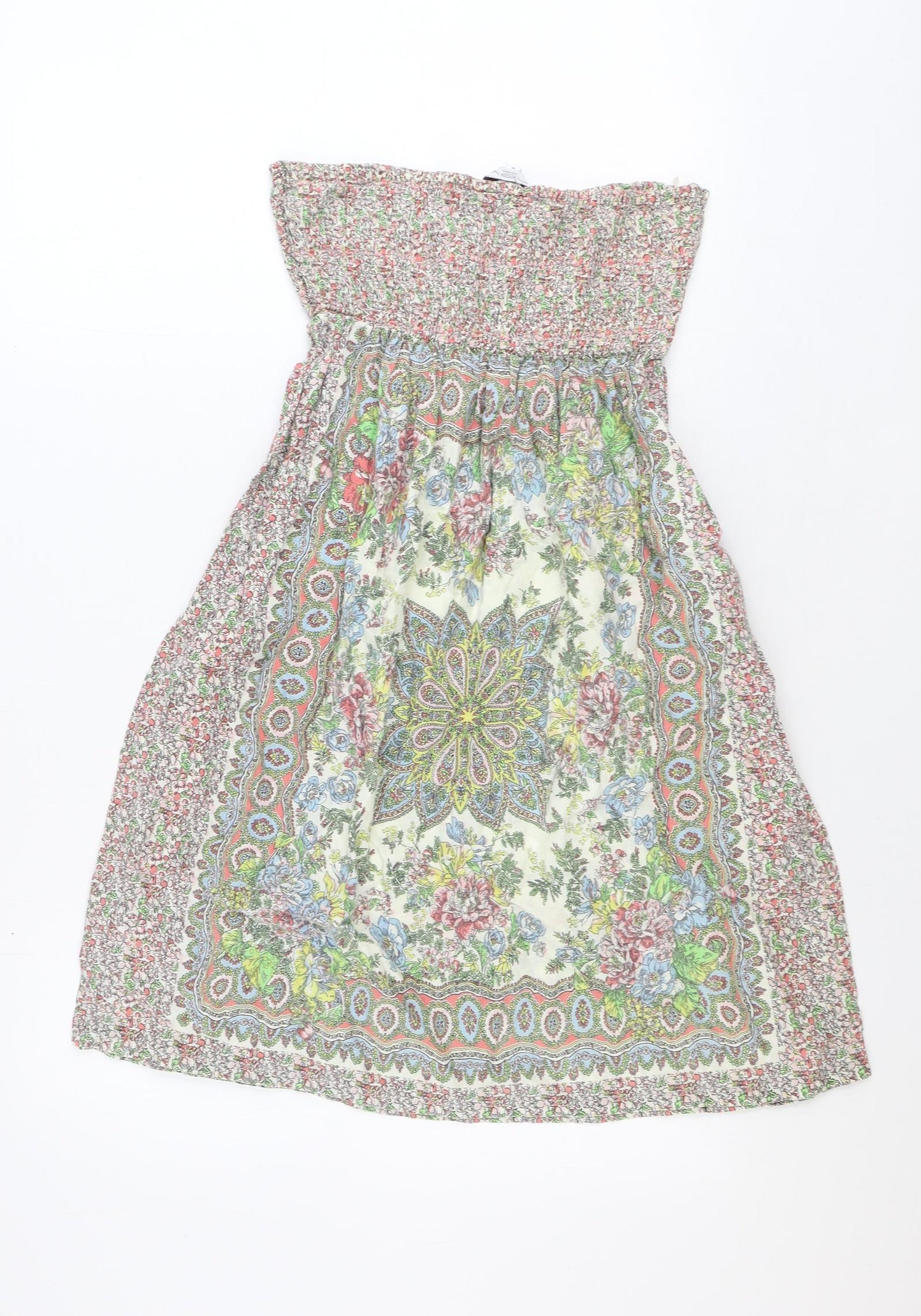 New Look Womens Multicoloured Geometric Polyester Tank Dress Size 8 One Shoulder Pullover